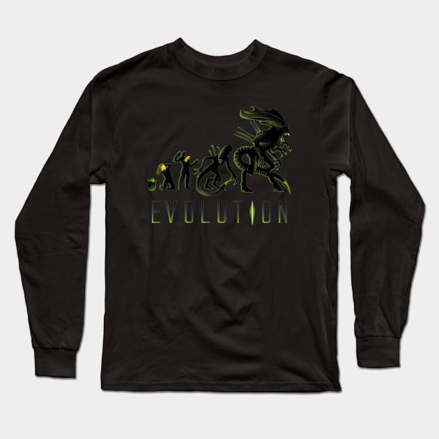 Xenomorph Evolution ( Black Variant) Long Sleeve T-Shirt by Samiel